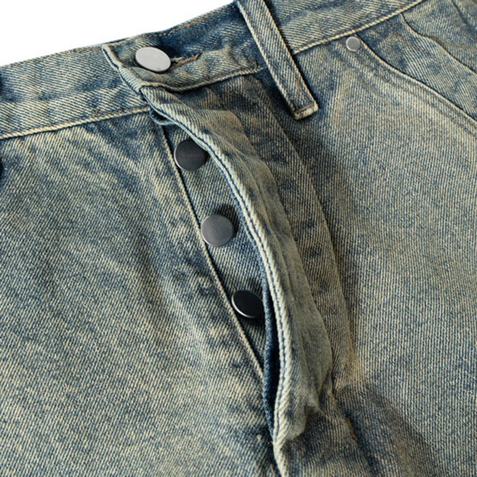 men vintage jeans distressed retro loose straight denim pants 2024 man ro style jeans trousers stacked flare jeans