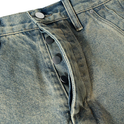men vintage jeans distressed retro loose straight denim pants 2024 man ro style jeans trousers stacked flare jeans