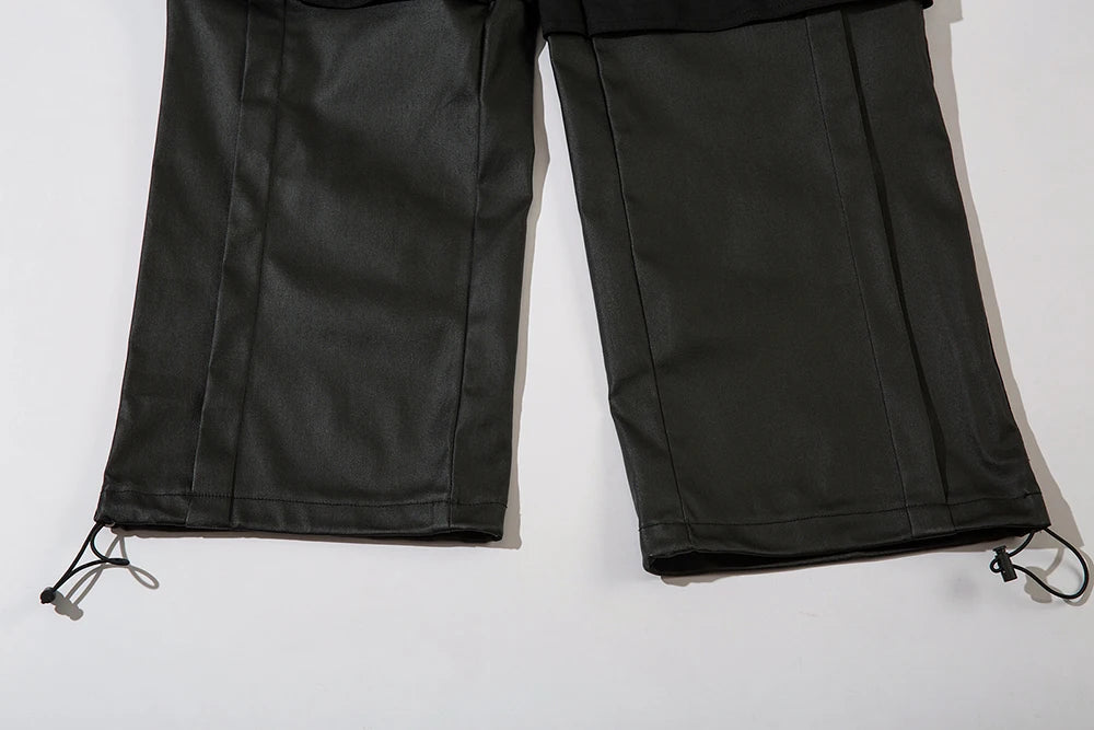 high street striped pu leather cargo pants mens harajuku straight ropa hombre loose overalls oversized casual trousers unique cargo style 5687