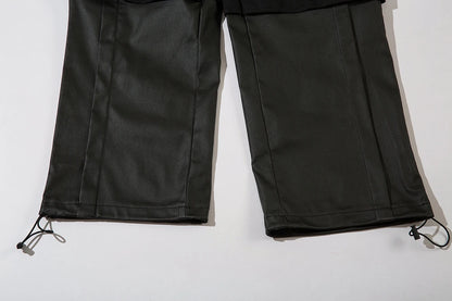 high street striped pu leather cargo pants mens harajuku straight ropa hombre loose overalls oversized casual trousers unique cargo style 5687