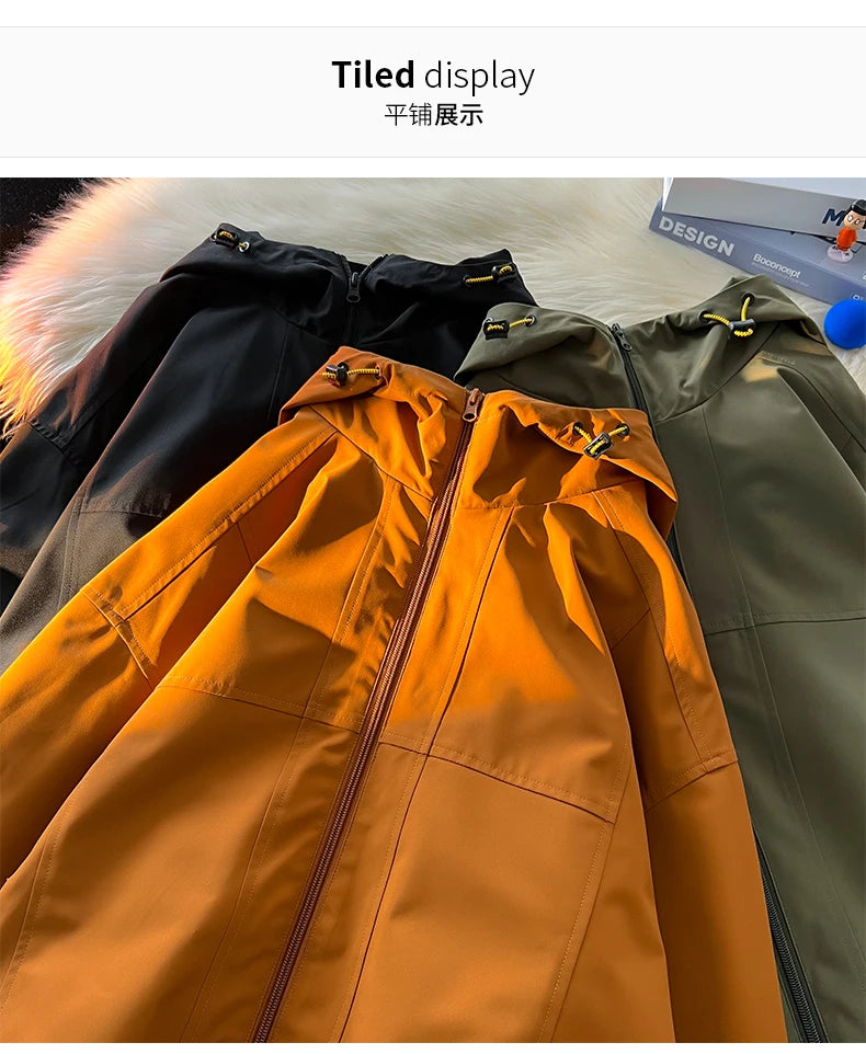 autumn spring casual mens outdoor jacket basic solid colour hooded windbreaker unisex coats waterproof male jackets unique default style 5128