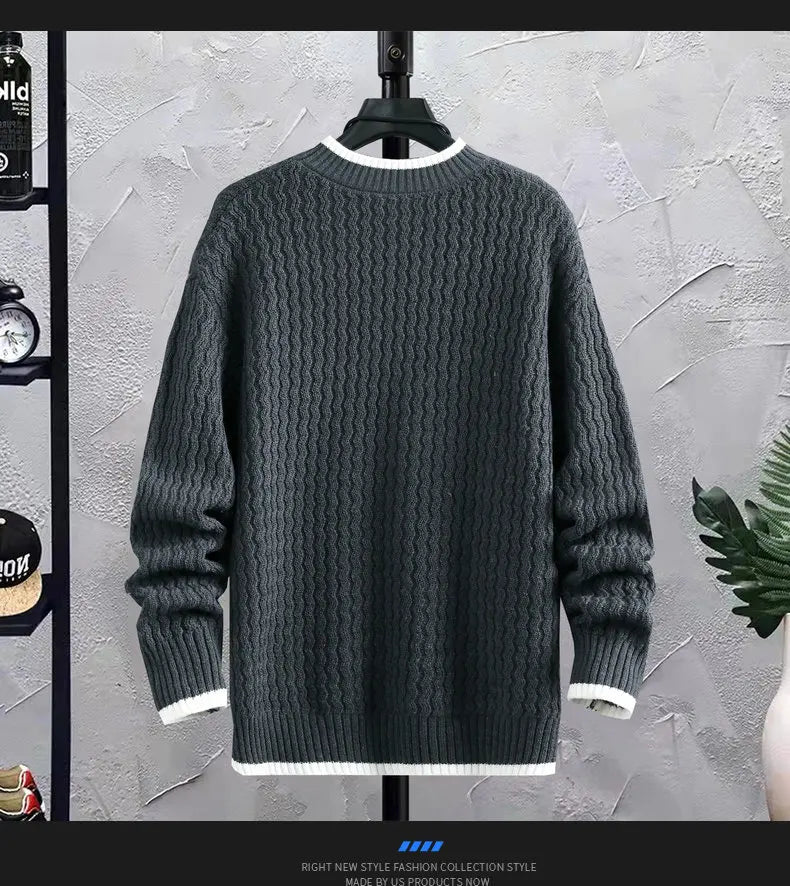 Stripe Sweaters Men Winter Korean Style Mens Warm Sweater Men Fashion Sweaters Splicing Color Patterns Men's Wool Pullovers Male Street King Limited