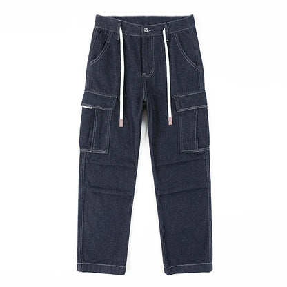 men autumn summer streetwear fashion plus size loose casual straight cargo jeans pant campus boy jeans trousers unique cargo style 2284