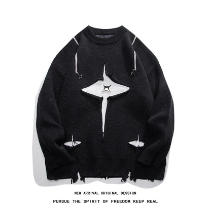 Gothic Men's Sweater Hip Hop Streetwear Long Sleeved Round Neck Tops Oversized Autumn New Knitwear Sweaters Jumpers Street King Limited