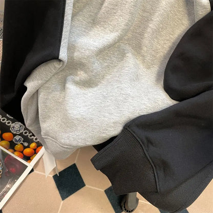 American high street letter printed patchwork round neck pullover for men and women loose retro autumn and winter loose trendy Street King Limited