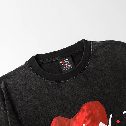 Saint T-shirt Summer Men Woman High Quality Street Hip Hop Chaopai Lovers Loose Casual O-Neck Wash Top Tees Street King Limited