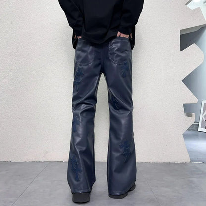 pu leather pants men streetwear fashion hip hop punk gothic vibe casual faux leather pant man boyfriend motorcycle trousers unique default style 2920