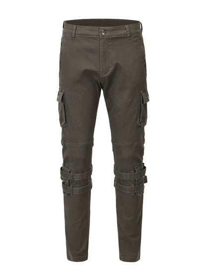 mens high street jeans casual hip hop military cargo pockets trousers new fashion slim fit zipper skinny denim pants joggers unique joggers style 1695