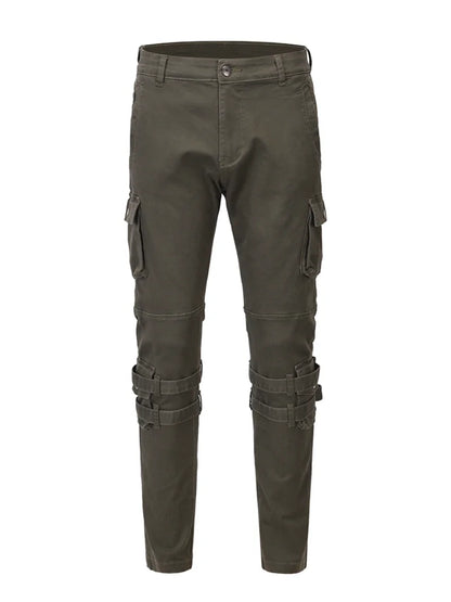 mens high street jeans casual hip hop military cargo pockets trousers new fashion slim fit zipper skinny denim pants joggers unique joggers style 1680