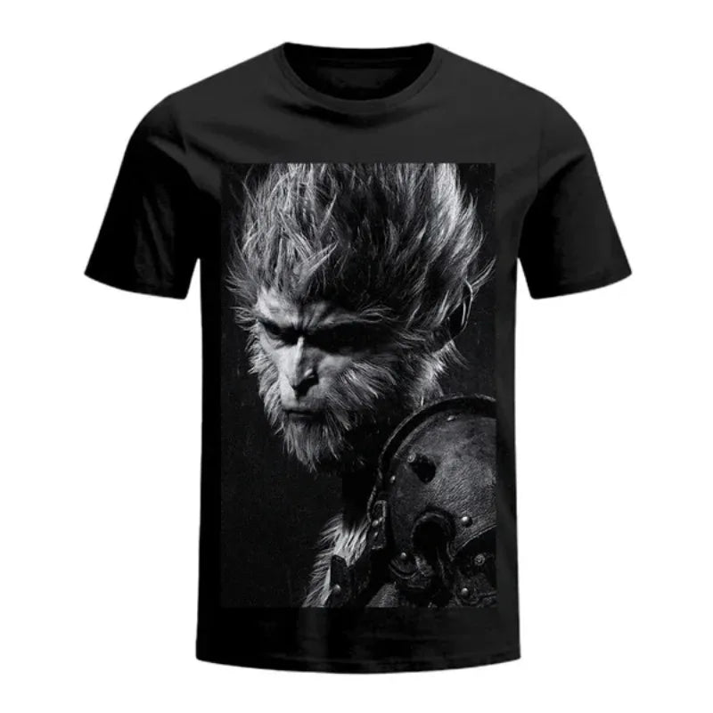 Black Myth Wukong Printed Oversized Short-sleeved Top Men Y2k American Street Casual Breathable Cotton Round Neck T-shirt Women Street King Limited