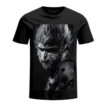 Black Myth Wukong Printed Oversized Short-sleeved Top Men Y2k American Street Casual Breathable Cotton Round Neck T-shirt Women Street King Limited