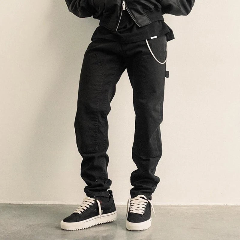 Harajuku Solid Color Pockets Sashes Vibe Style Mens Cargos High Street Casual Straight Oversized Baggy Trousers Loose Overalls Street King Limited