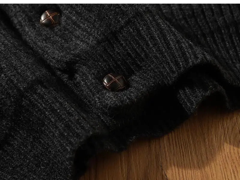 autumn and winter thicken cardigan sweater jackets for men classic british style retro green fruit collar coat streetwear unique default style 351