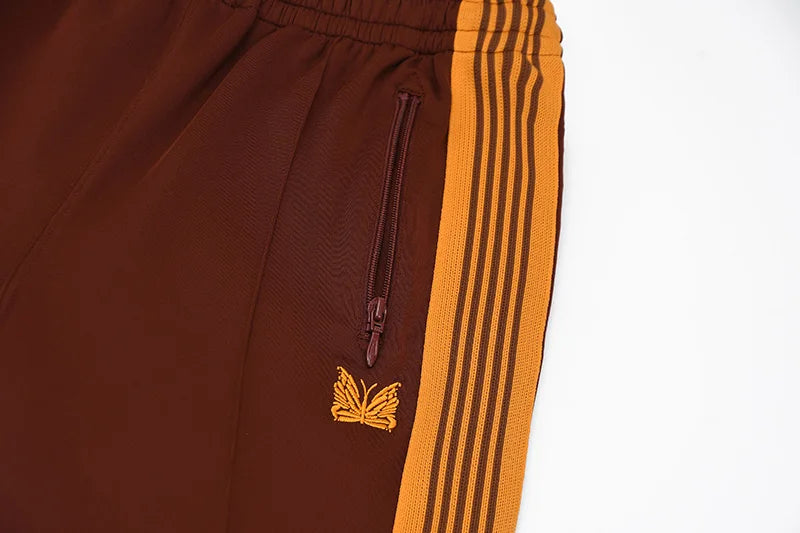 good quality brown motion casual pants men woman lovers trend side edge weaving embroidery drawstring loose trousers unique default style 4854