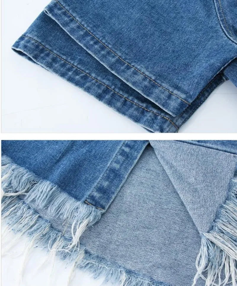 summer trend mens set shoulder padded short sleeved denim shirt quick drying casual pants 2 pcs set american retro street suit unique jeans style 3901
