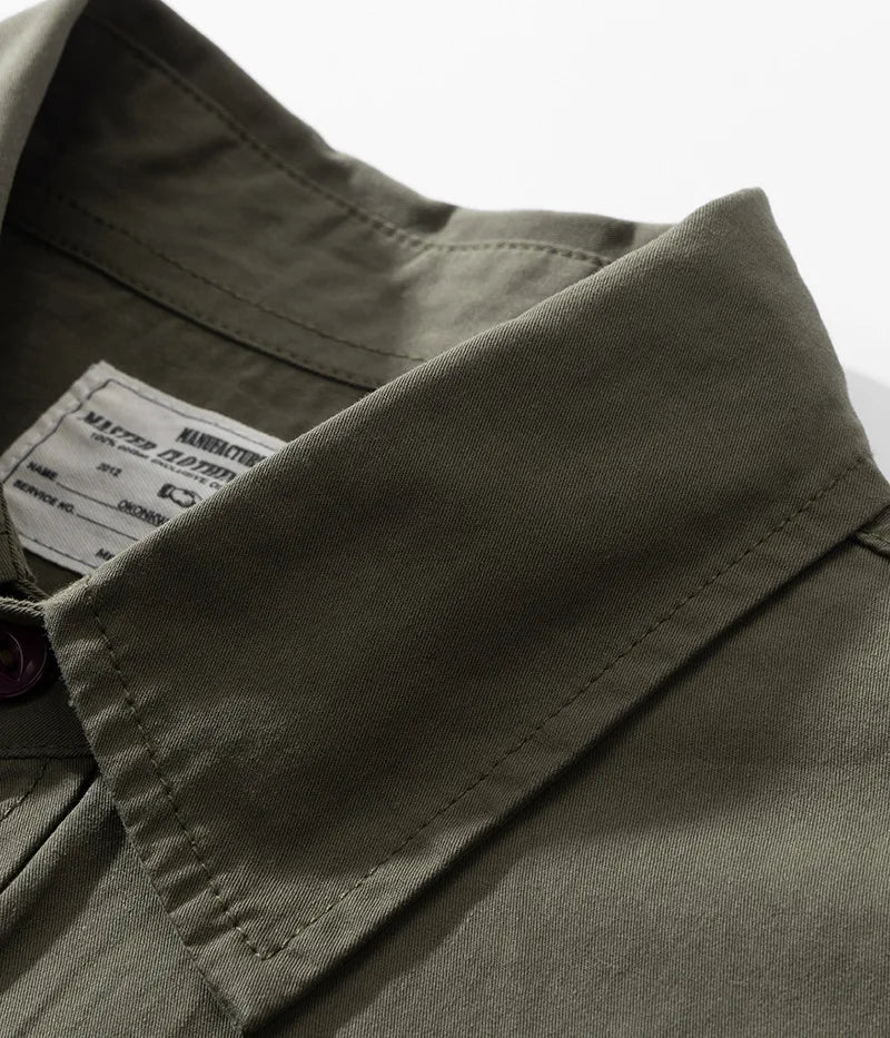 Men's Japanese Short Sleeve Cargo Shirt, Solid Color, Simple Fashion, Engineer Casual Shirt, 100% Cotton, New, Summer Street King Limited