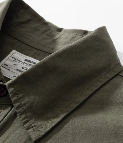 Men's Japanese Short Sleeve Cargo Shirt, Solid Color, Simple Fashion, Engineer Casual Shirt, 100% Cotton, New, Summer Street King Limited
