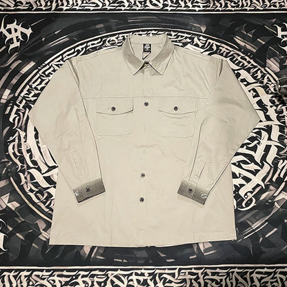 Back Characater Letter Print Washed Autumn Shirts for Men Lapel High Street Baggy Y2k Camisas Oversized Long Sleeve Blouses Street King Limited