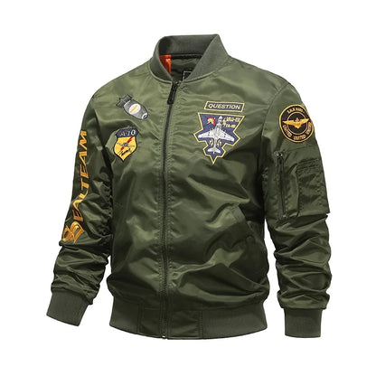mens spring and autumn thin army green black yellow motorcycle pilot baseball uniform sports jacket mens hip hop style jacket unique default style 1482