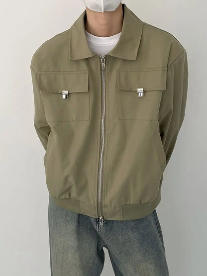 Autumn and Winter Korean Style Season Fashionable Retro Airplane Jacket Men's Loose Street Y2K Niche Shoulder Pad Lapel Jacket Street King Limited