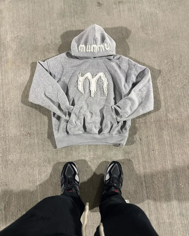 2024 Y2k Street Fashion Loose Hoodie Retro Letter Embroidery Oversized Pullover Men Trendy Brand Hip-Hop Rock Sweatshirt Women Street King Limited