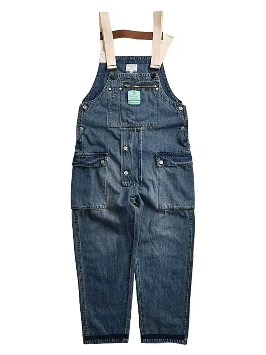2023 men clothing chic denim overalls mens work cargo pants old school easy worker multi pocket bib jumpsuit denim pants unique cargo style 721