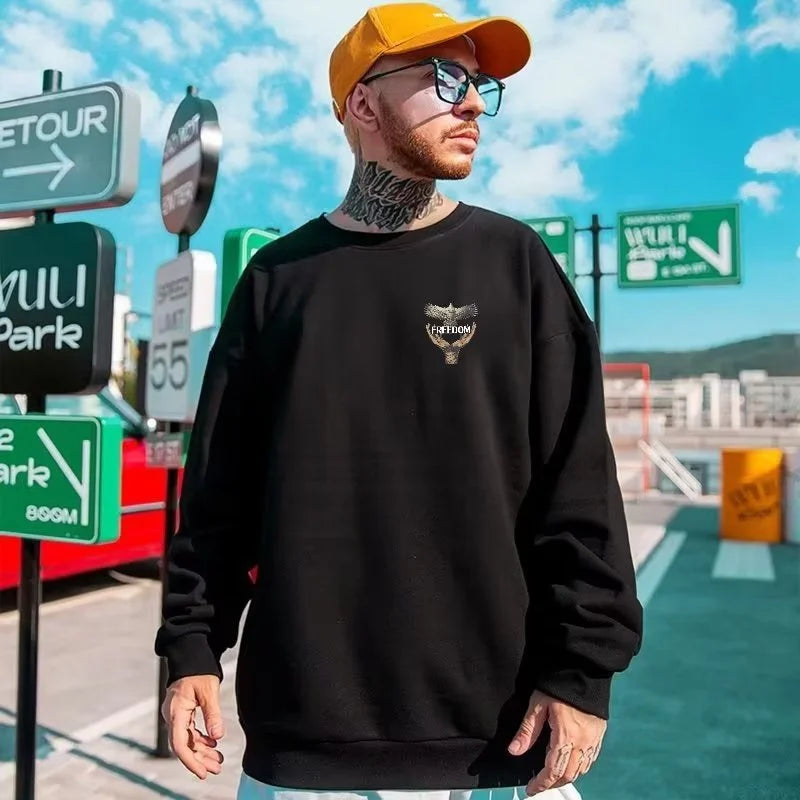 Dove Of Freedom Graphic Printed Men's Crewneck Hoodies Hip Hop Fashion Pullover Sweatshirts Hombre Y2K Streetwear Fleece Clothes Street King Limited