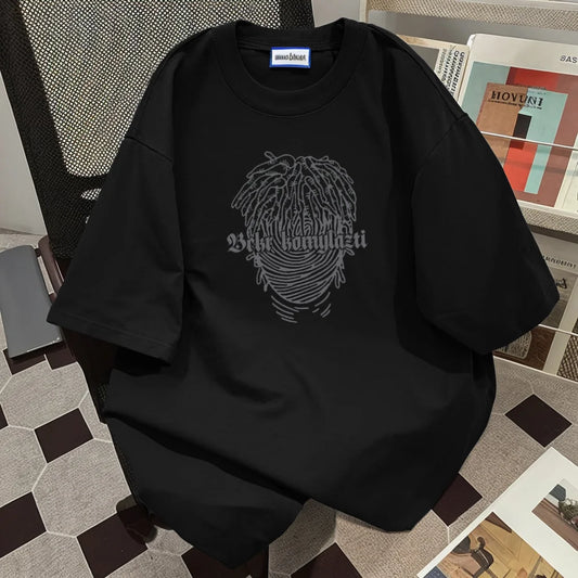 Summer New Trendy Men and Women Hip Hop Personalized Printed Round Neck Short Sleeve American Couple Loose Casual T-shirt Top Street King Limited
