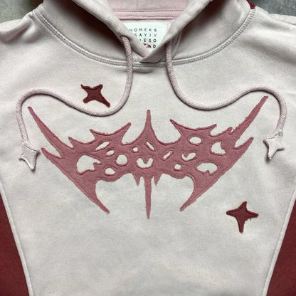 Y2k Patch Design Loose Zip Hoodies for men Geometric Pattern Splicing Sweatshirt Gothic Streetwear Oversized Casual Men Clothing Street King Limited