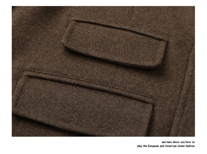 men autumn winter streetwear fashion retro wool thick blazer jacket commuter business casual plus size suit coat outerwear unique default style 1363