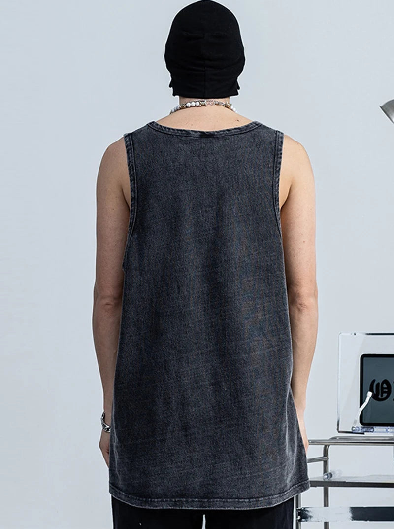 Rainbowtouches 2022 T-Shirt Unisex High Street Vintage Drak Graffiti Loose Casual Sleeveless Shirts Street Fashion Hip Hop Vest Street King Limited