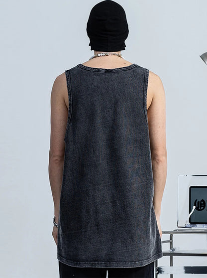 Rainbowtouches 2022 T-Shirt Unisex High Street Vintage Drak Graffiti Loose Casual Sleeveless Shirts Street Fashion Hip Hop Vest Street King Limited