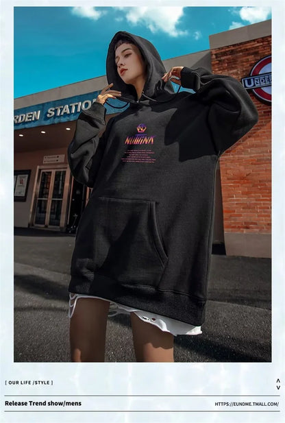 High Street Graffiti Graphic Hoodie Mens Loose Fleece Hoodies Harajuku Hip Hop Oversize Casual Hooded Sweatshirts Y2K Clothes Street King Limited