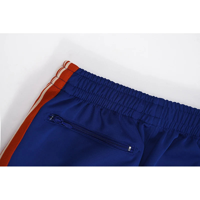 colorful blue motion casual pants men woman trend side edge weaving embroidery drawstring loose joggers sweatpants relaxed fit joggers