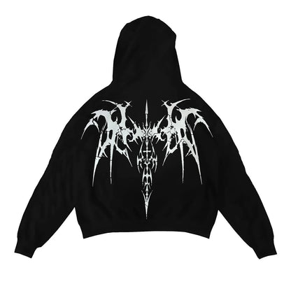 l2000s Retro Hoodie Women Men Streetwear Harajuku gothic print Graphic Oversized Jacket Punk hip hop Y2K Clothes Sweatshirt top Street King Limited