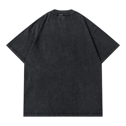 Washed Retro Skull Head Letter Short Sleeve Men's Top Tees Round Neck Loose Casual Summer Tshirts Unisex Oversize Hip Hop Tanks Street King Limited