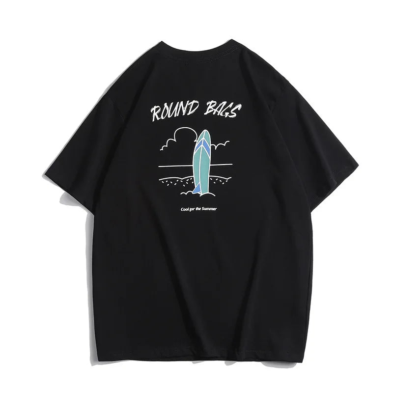 Japanese Vintage Spring New 320g Short-Sleeved T-Shirt Men's Casual Printed Half-Sleeved Bottoming Top Street King Limited