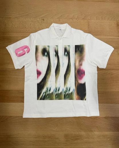 Y2k Harajuku Hip-hop Retro Cartoon Printed Lapel Short-sleeved Top Street Loose Casual Trendy Brand Versatile Couple T-shirt Street King Limited