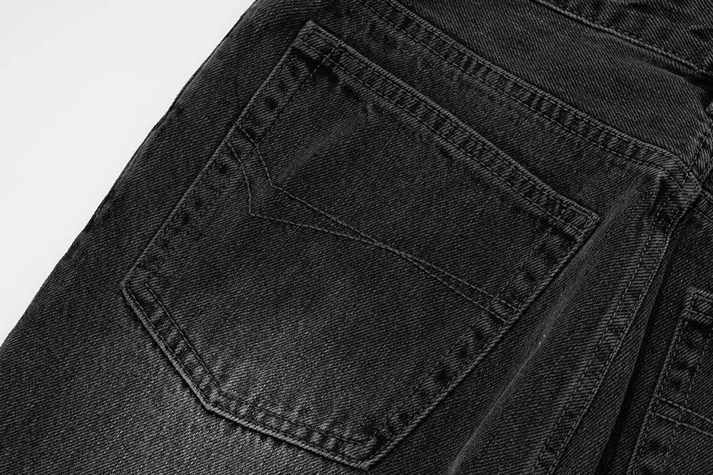 distressed micro rugged mud dyed boot cut jeans unisex straight y2k pantalones hombre casual washed denim pants oversized unique jeans style 1687