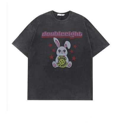 American Retro Gothic Rabbit Graphic Printed T shirt Summer Men and Women Street Y2K Loose Personalized Half Sleeve T shirt Street King Limited
