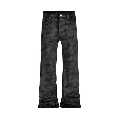high street hand brushed glue sparkling baggy flare jeans for men y2k pantalones hombre leather pants oversized denim trousers 1 unique jeans style 5415