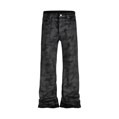 high street hand brushed glue sparkling baggy flare jeans for men y2k pantalones hombre leather pants oversized denim trousers 1 urban skinny jeans