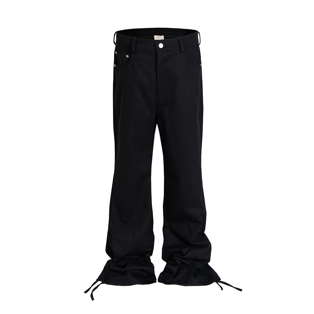 streetwear solid color pockets baggy cargo pants mens straight loose casual boot cut ropa hombre oversized flare trousers military streetwear pants