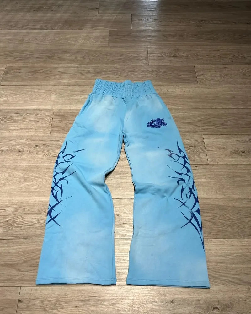 y2k american high street brand fashion loose floor length pants men harajuku retro gothic punk printed oversized trousers women unique default style 3649