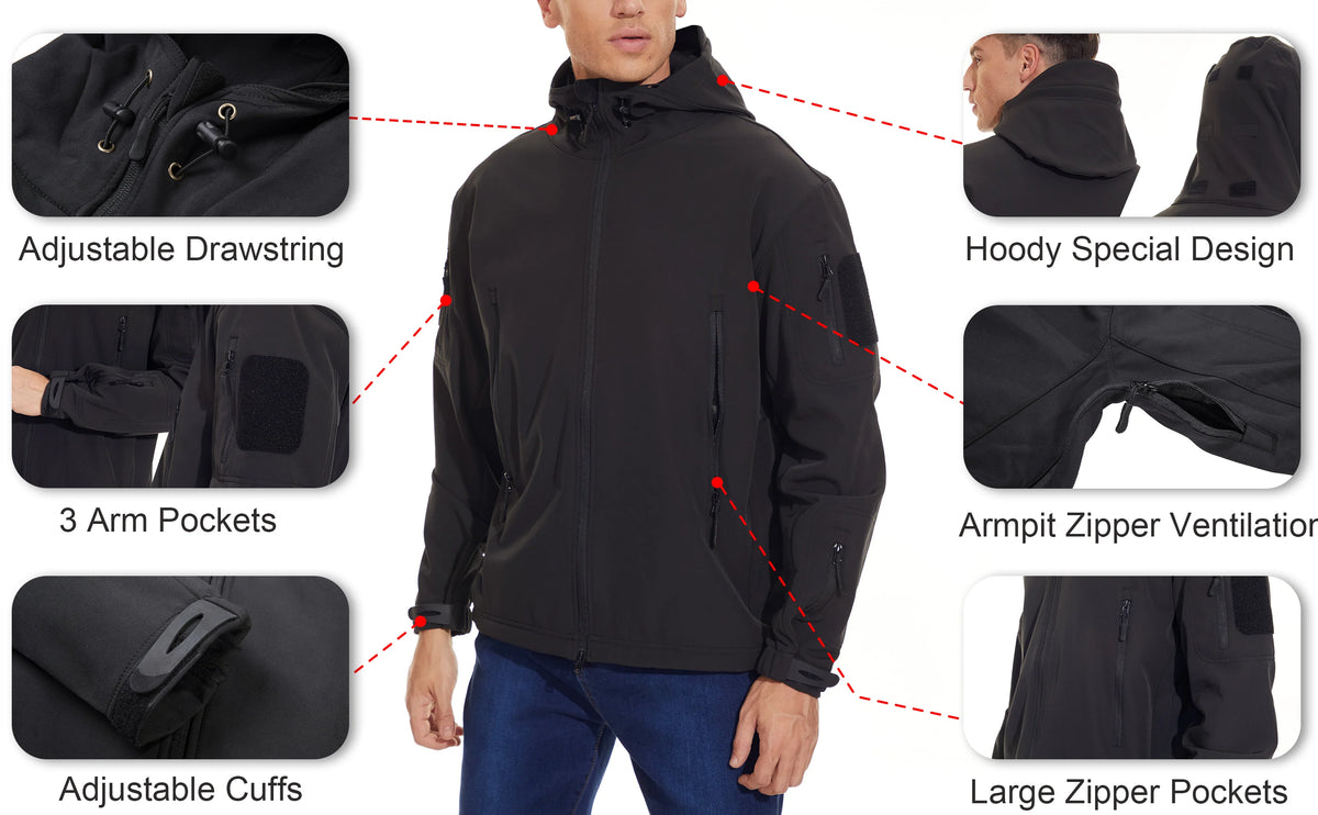 solid waterproof fleece lined jacket mens jacket softshell outwear coat windbreaker outdoor warm clothes with pockets unique default style 4506
