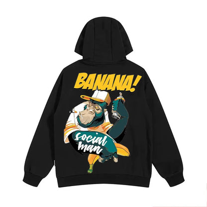 Cartoon Gorilla Banana Graphic Men's Hoodies Autumn Oversized Hip Hop Fashion Hooded Sweatshirts Harajuku Male Casual Y2K Hoodie Street King Limited