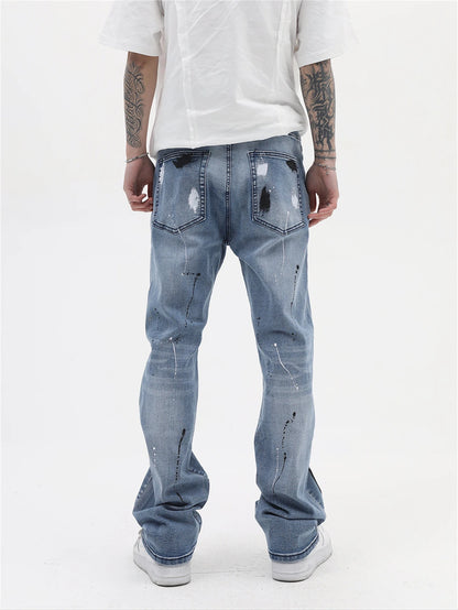 mens vintage jeans 2023 new ripped holes straight denim pants streetwear hip hop harajuku jeans trousers unique jeans style 3800