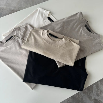 24FW FogEss Cloud Series CleanFit Summer Solid Silicone letters Full Cotton Quality Short Sleeve Tops T Shirt For Summer Street King Limited