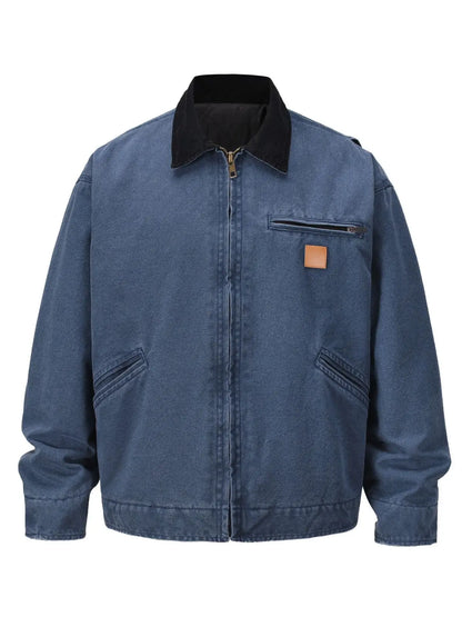 casual loose cargo jacket mens lapel spliced long sleeve retro autumn winter outerwear men combat utility trousers