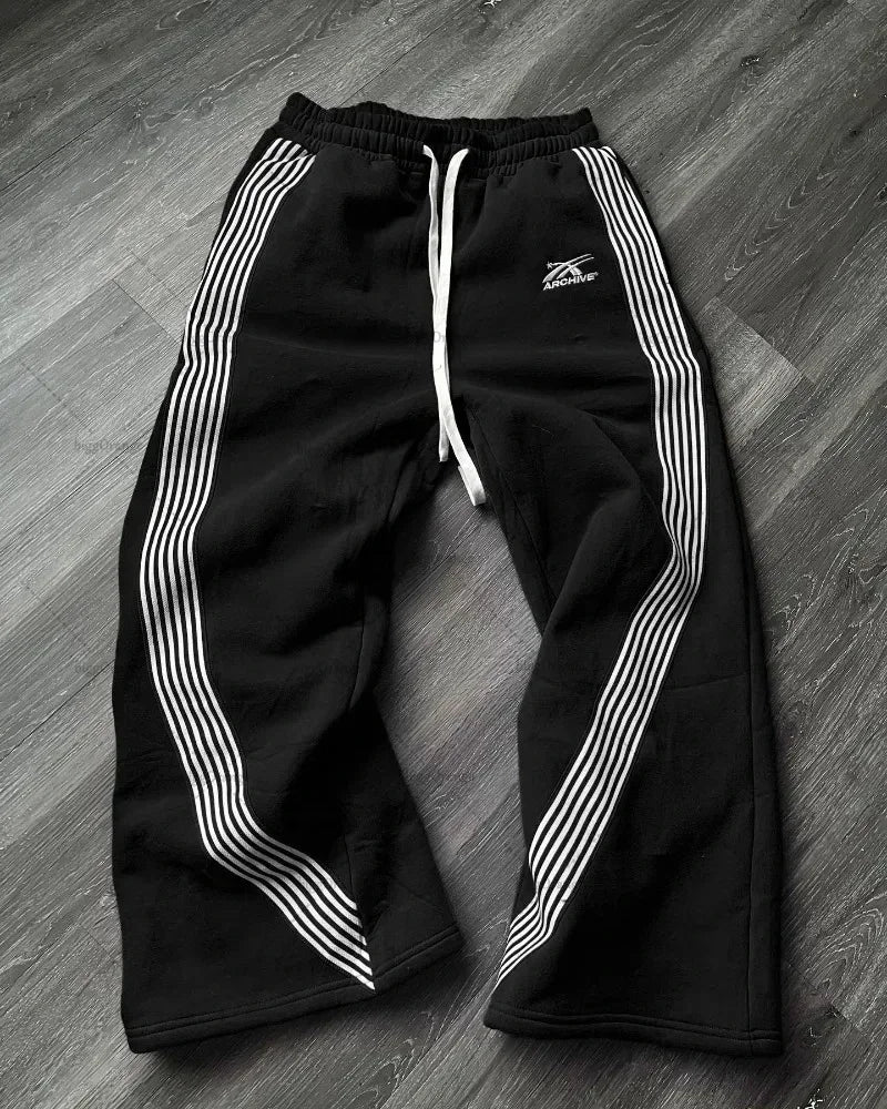 hip hop retro side stripes graphic baggy jeans casual streetwear sweatpants y2k pants gothic womens mens trousers unique joggers style 4277
